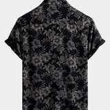 Short-Sleeve Hawaiian Navy Floral Print Shirt