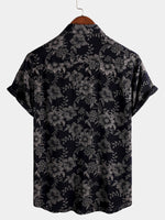 Short-Sleeve Hawaiian Navy Floral Print Shirt