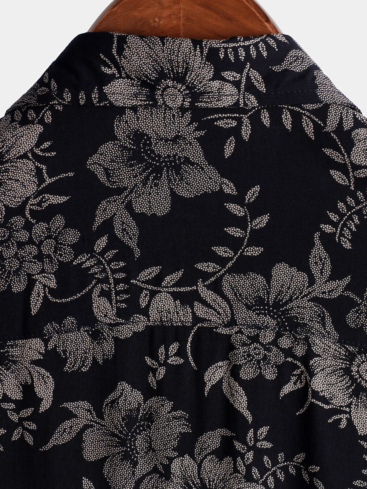 Short-Sleeve Hawaiian Navy Floral Print Shirt