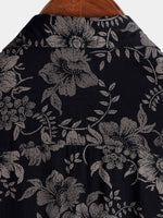 Short-Sleeve Hawaiian Navy Floral Print Shirt