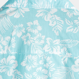 Button-Up Short Sleeve Shirt with Blue Hawaiian Flowers