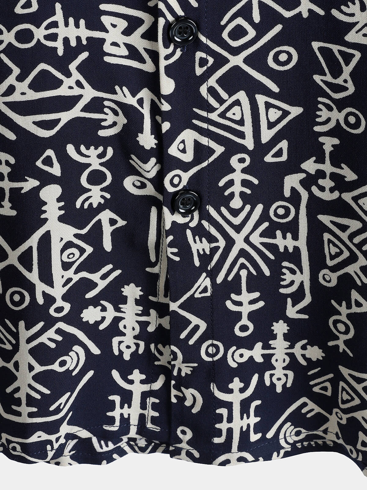 Short-Sleeve Tribal Symbol Navy Print Shirt