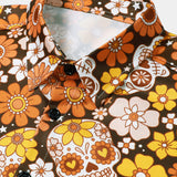 Sugar Skull and Daisy Print Holiday Style Short Sleeve Shirt