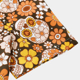 Sugar Skull and Daisy Print Holiday Style Short Sleeve Shirt