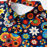 Sugar Skull Pattern Punk Rock Holiday Beach Short Sleeve Shirt