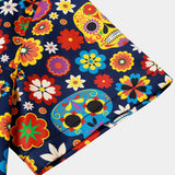 Sugar Skull Pattern Punk Rock Holiday Beach Short Sleeve Shirt