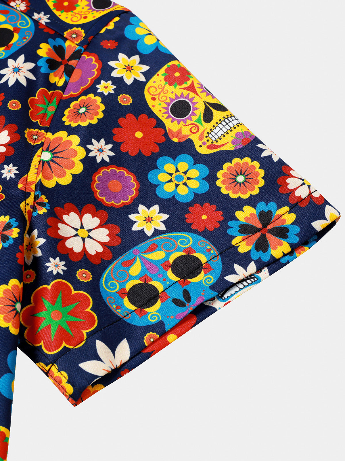 Sugar Skull Pattern Punk Rock Holiday Beach Short Sleeve Shirt