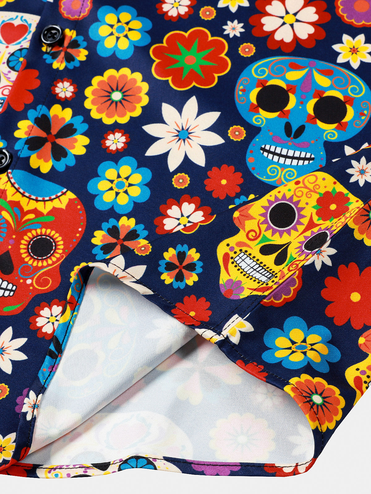Sugar Skull Pattern Punk Rock Holiday Beach Short Sleeve Shirt