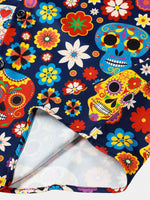 Sugar Skull Pattern Punk Rock Holiday Beach Short Sleeve Shirt