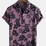 Vacation Tropical Floral Print Short Sleeve Shirt