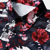 Floral and Skull Print Punk Rock Beach Style Short Sleeve Shirt
