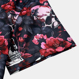 Floral and Skull Print Punk Rock Beach Style Short Sleeve Shirt