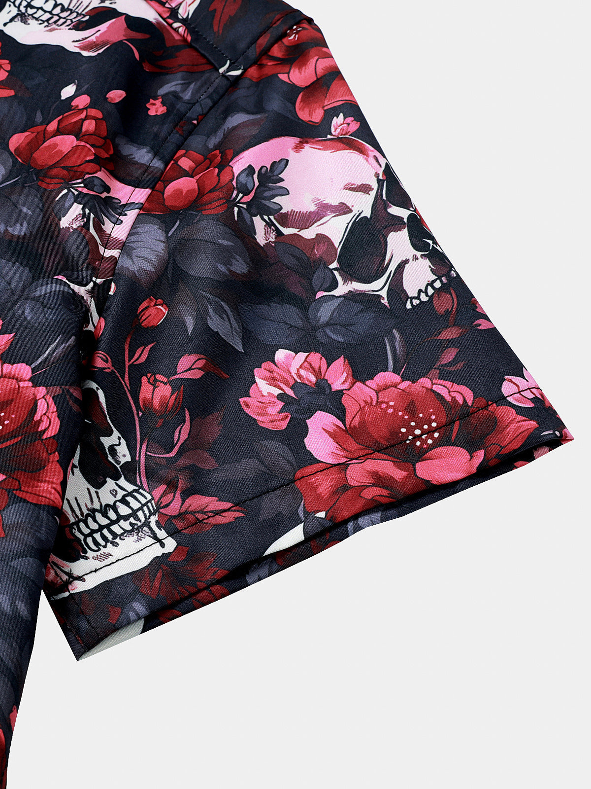 Floral and Skull Print Punk Rock Beach Style Short Sleeve Shirt