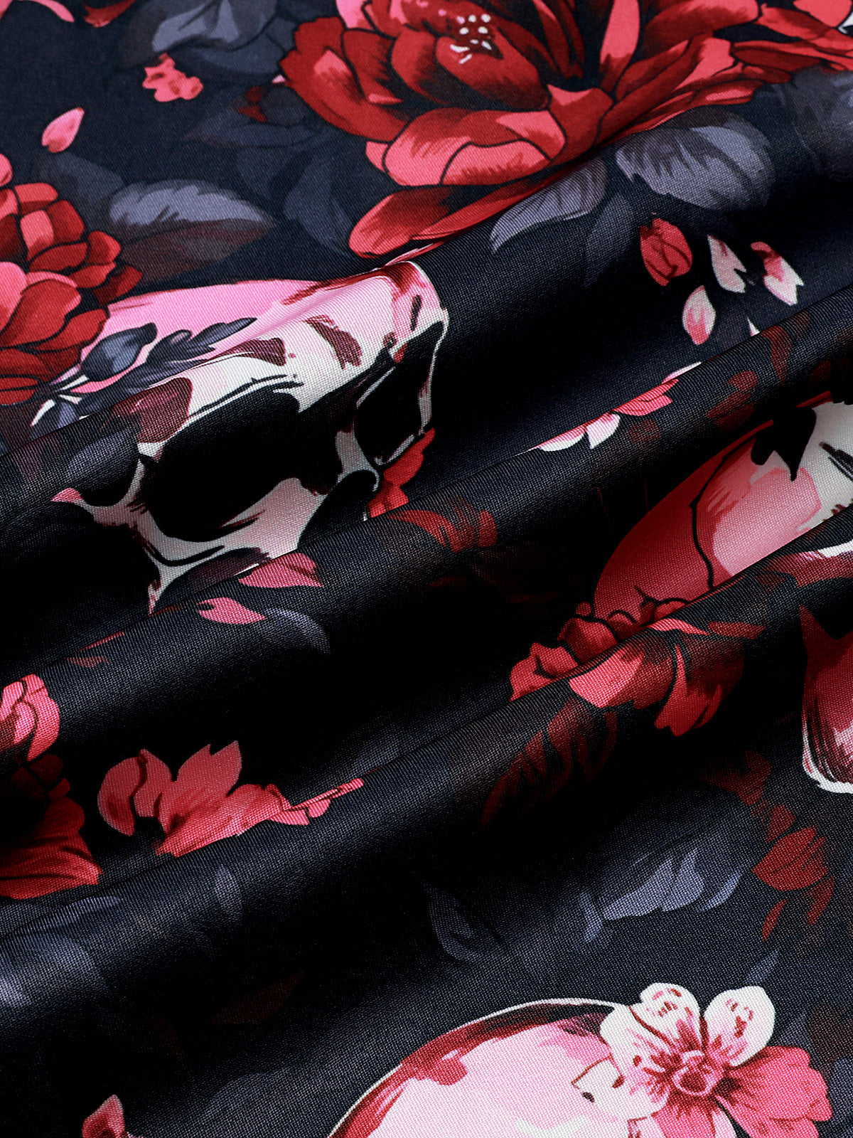 Floral and Skull Print Punk Rock Beach Style Short Sleeve Shirt