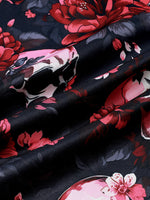 Floral and Skull Print Punk Rock Beach Style Short Sleeve Shirt