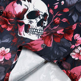 Floral and Skull Print Punk Rock Beach Style Short Sleeve Shirt