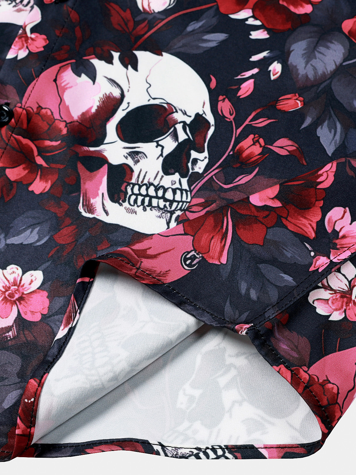 Floral and Skull Print Punk Rock Beach Style Short Sleeve Shirt