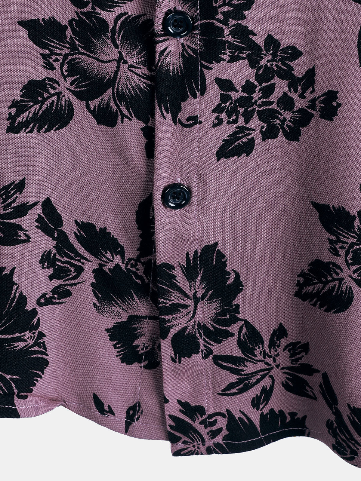 Vacation Tropical Floral Print Short Sleeve Shirt