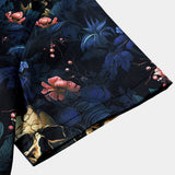 Gold Skull and Floral Print Punk Style Short Sleeve Shirt