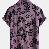 Vacation Tropical Floral Print Short Sleeve Shirt