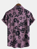 Vacation Tropical Floral Print Short Sleeve Shirt