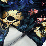 Gold Skull and Floral Print Punk Style Short Sleeve Shirt