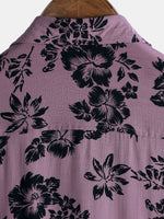 Vacation Tropical Floral Print Short Sleeve Shirt
