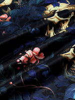 Gold Skull and Floral Print Punk Style Short Sleeve Shirt