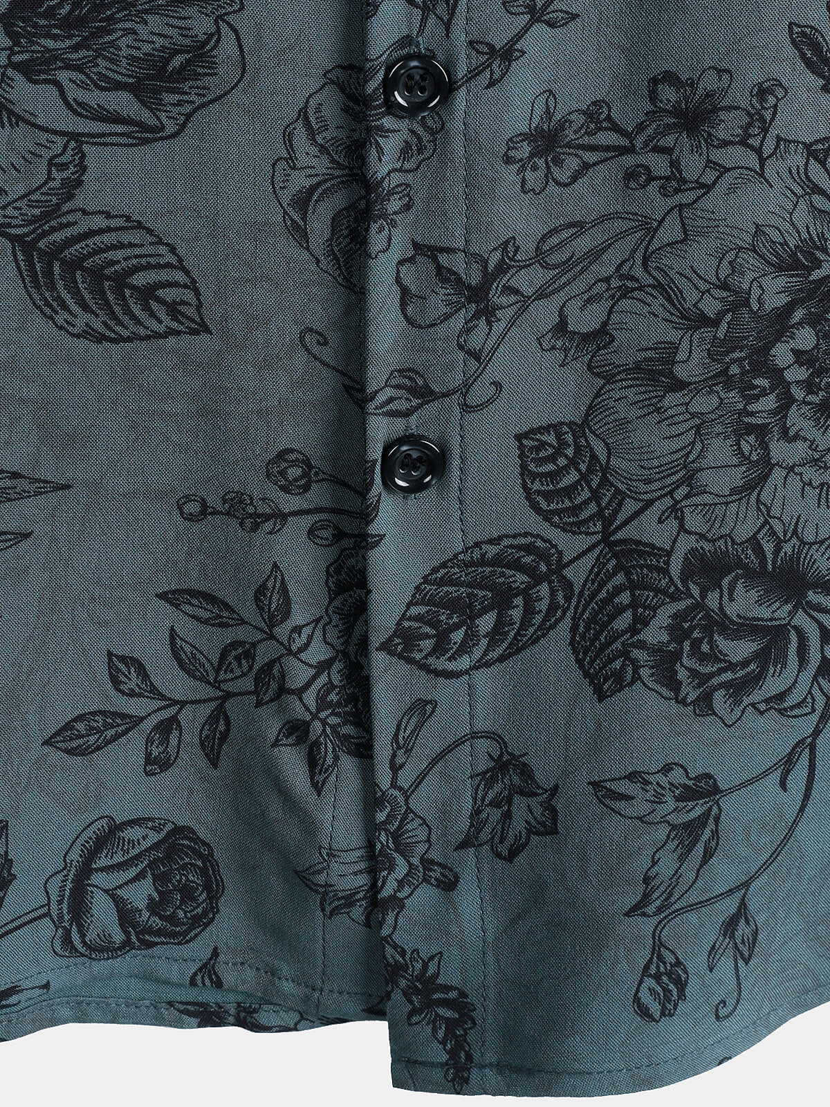 Vintage Blue Floral Vacation Style Short Sleeve Shirt