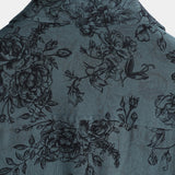 Vintage Blue Floral Vacation Style Short Sleeve Shirt