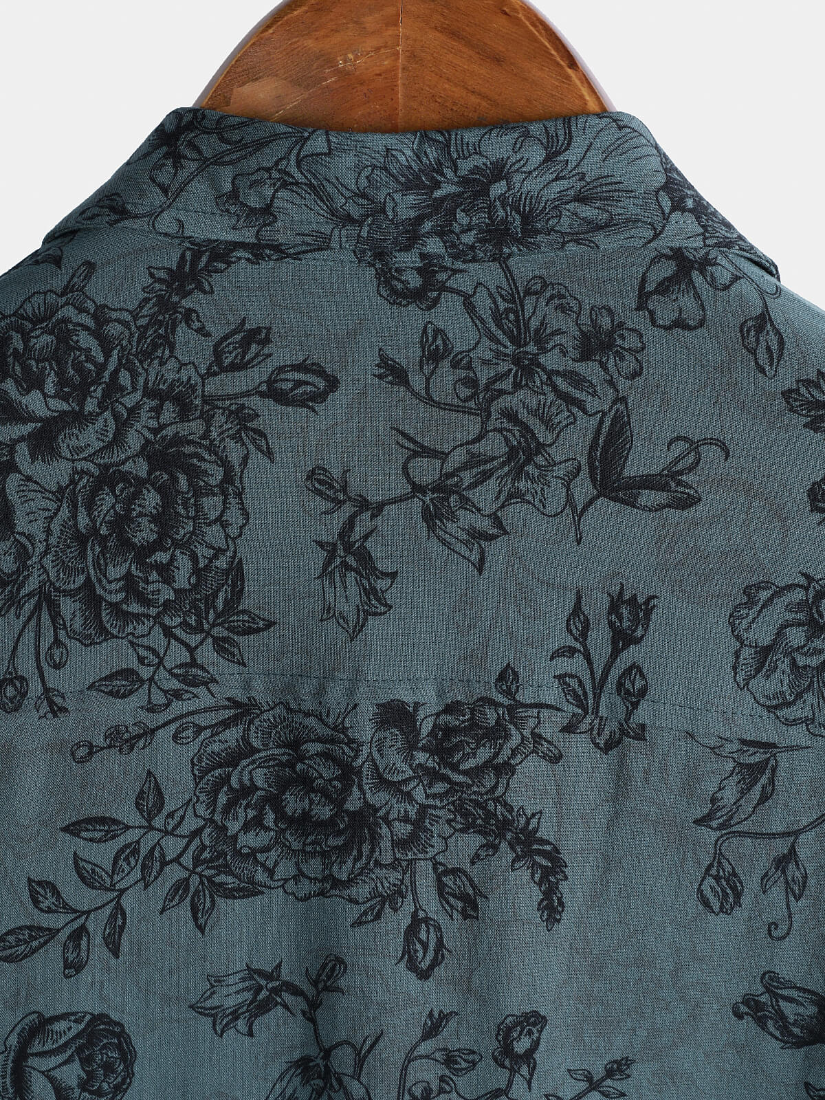 Vintage Blue Floral Vacation Style Short Sleeve Shirt