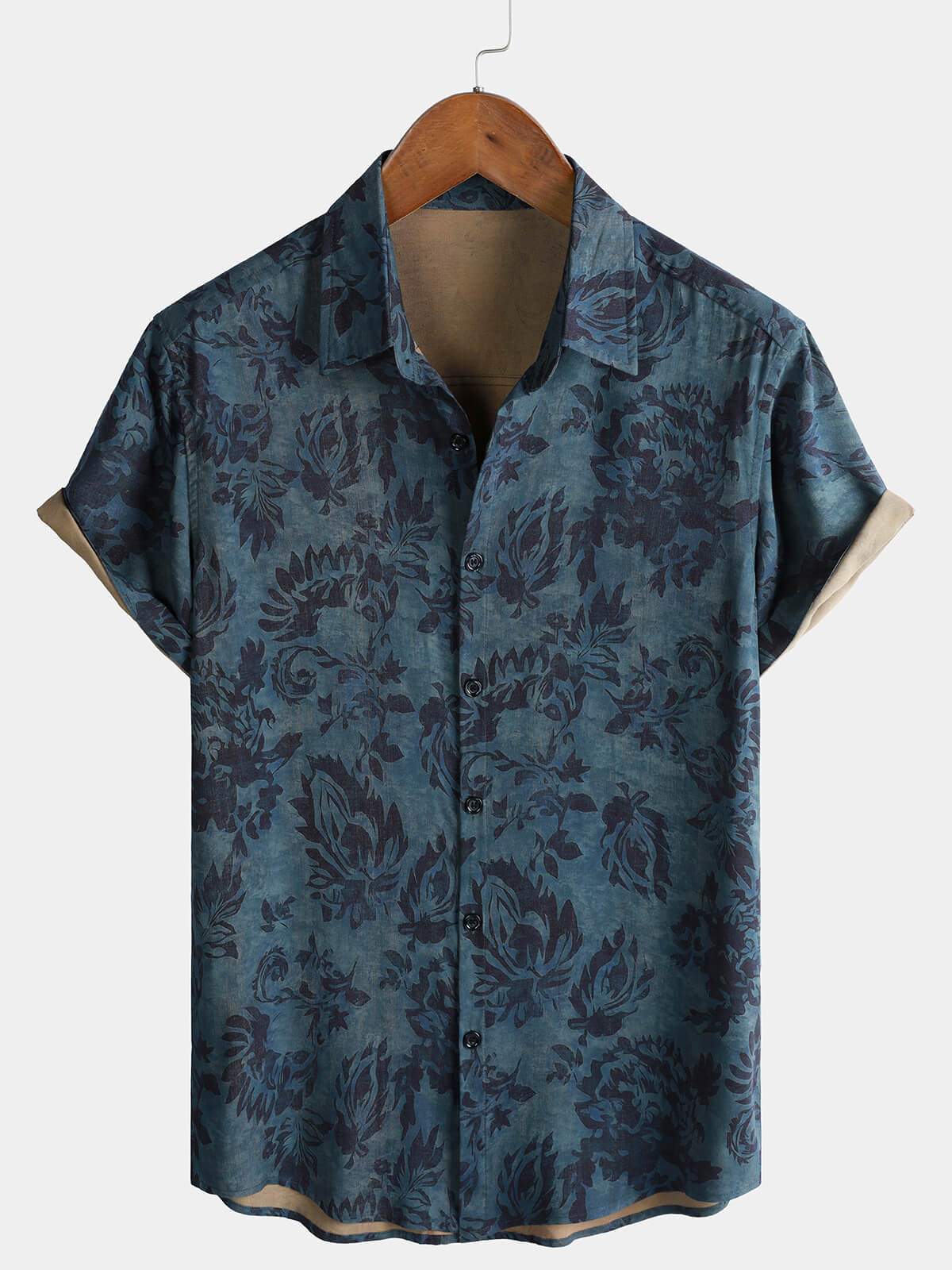 Vintage Bohemian Floral Print Short Sleeve Shirt
