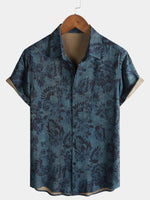 Vintage Bohemian Floral Print Short Sleeve Shirt
