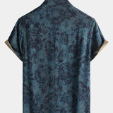 Vintage Bohemian Floral Print Short Sleeve Shirt