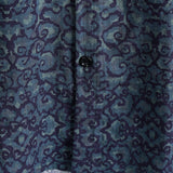 Retro Casual Blue Pattern Short Sleeve Shirt