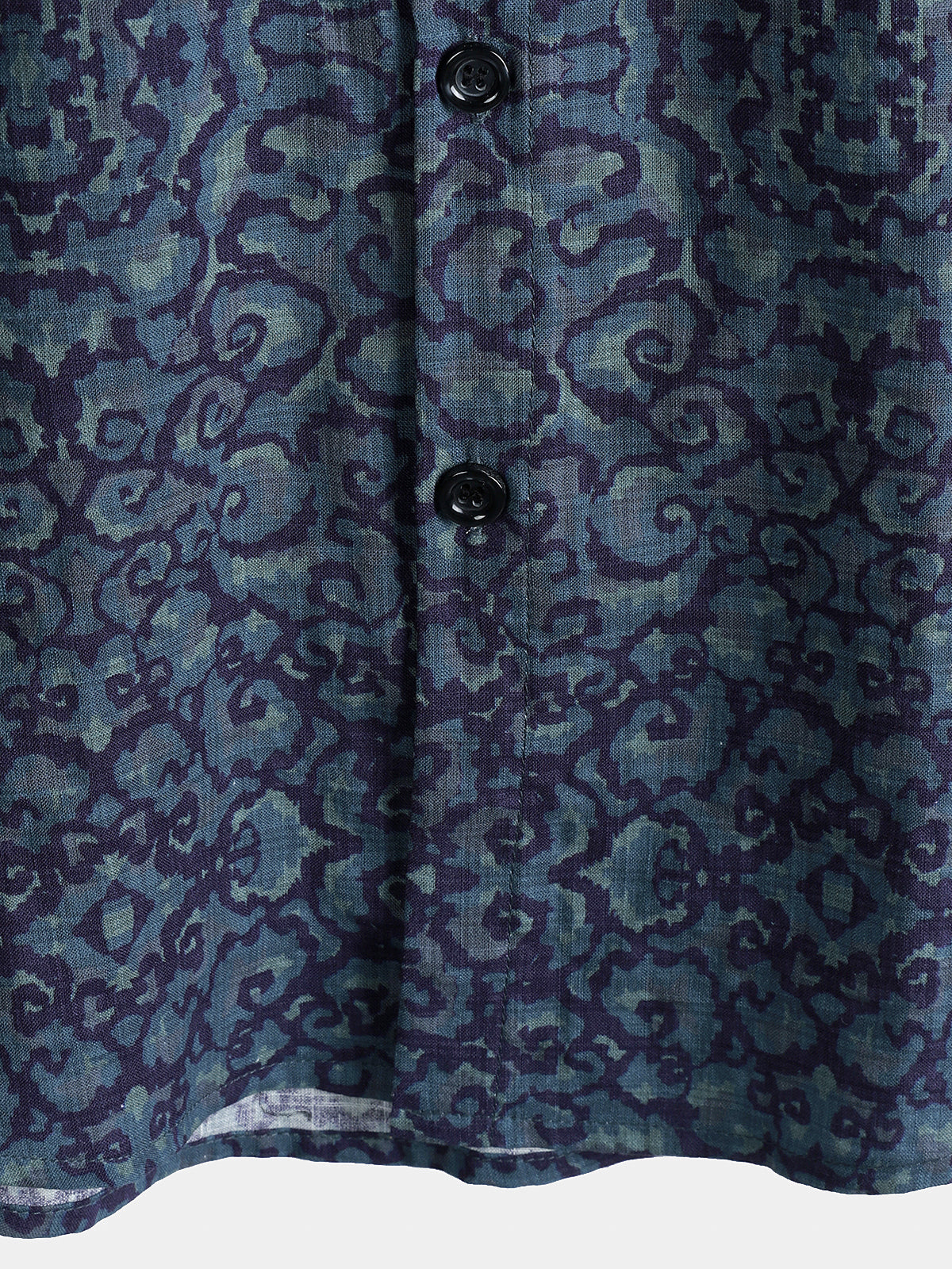 Retro Casual Blue Pattern Short Sleeve Shirt