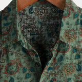 Short-Sleeve Vintage Button-Up Print Retro 70s Shirt