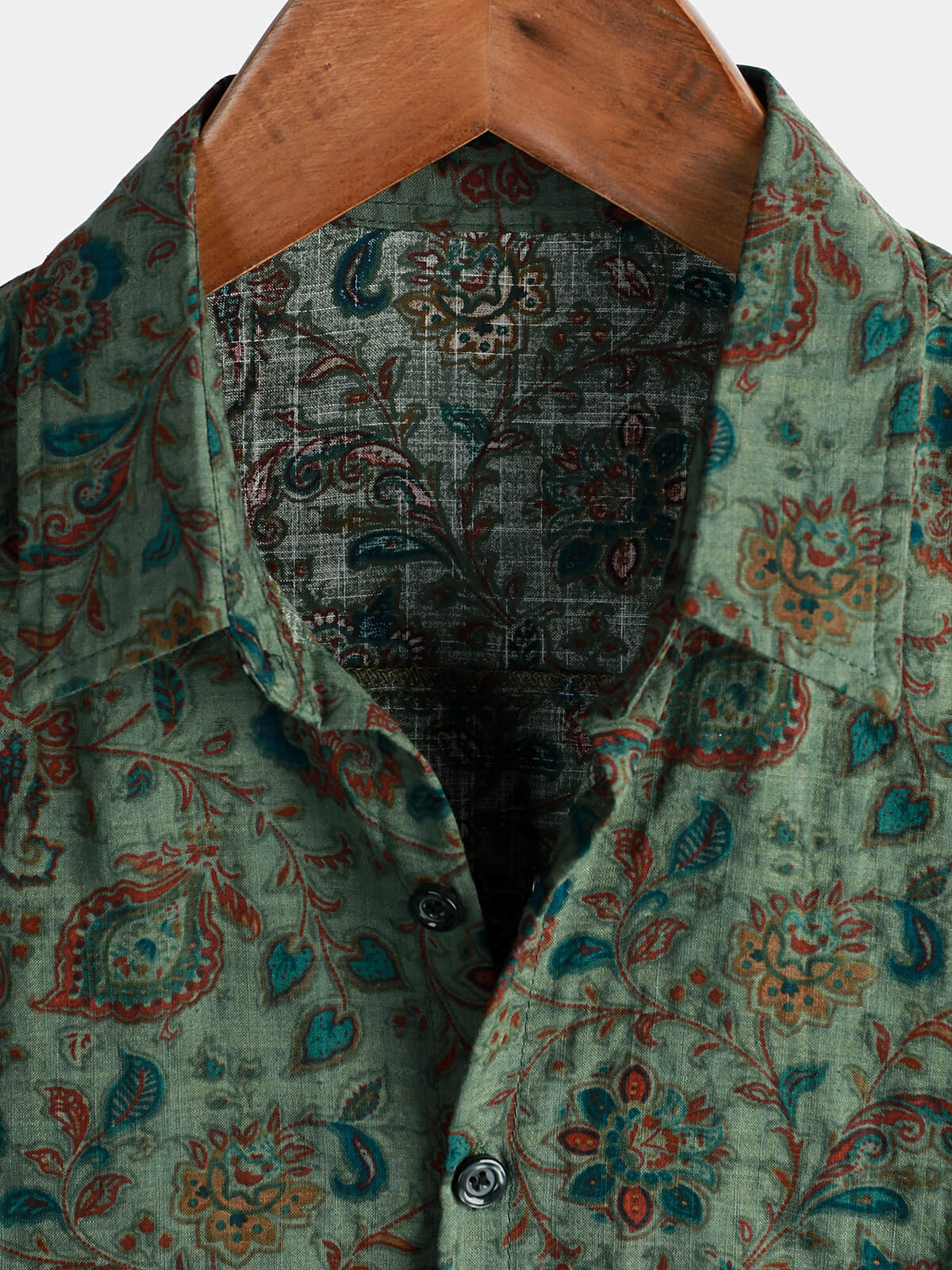 Short-Sleeve Vintage Button-Up Print Retro 70s Shirt