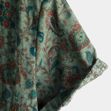 Short-Sleeve Vintage Button-Up Print Retro 70s Shirt