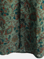 Short-Sleeve Vintage Button-Up Print Retro 70s Shirt