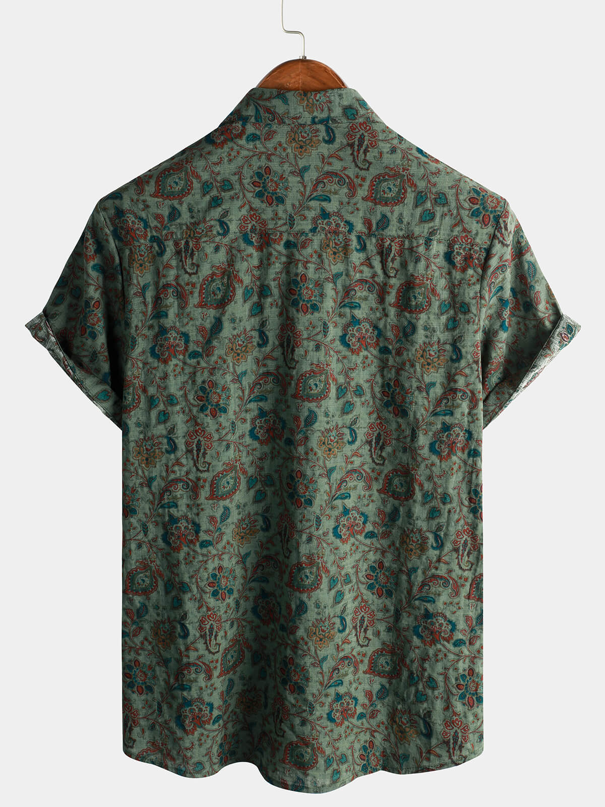 Short-Sleeve Vintage Button-Up Print Retro 70s Shirt