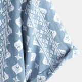 Vintage Summer Retro Blue Button-Up Short Sleeve Shirt