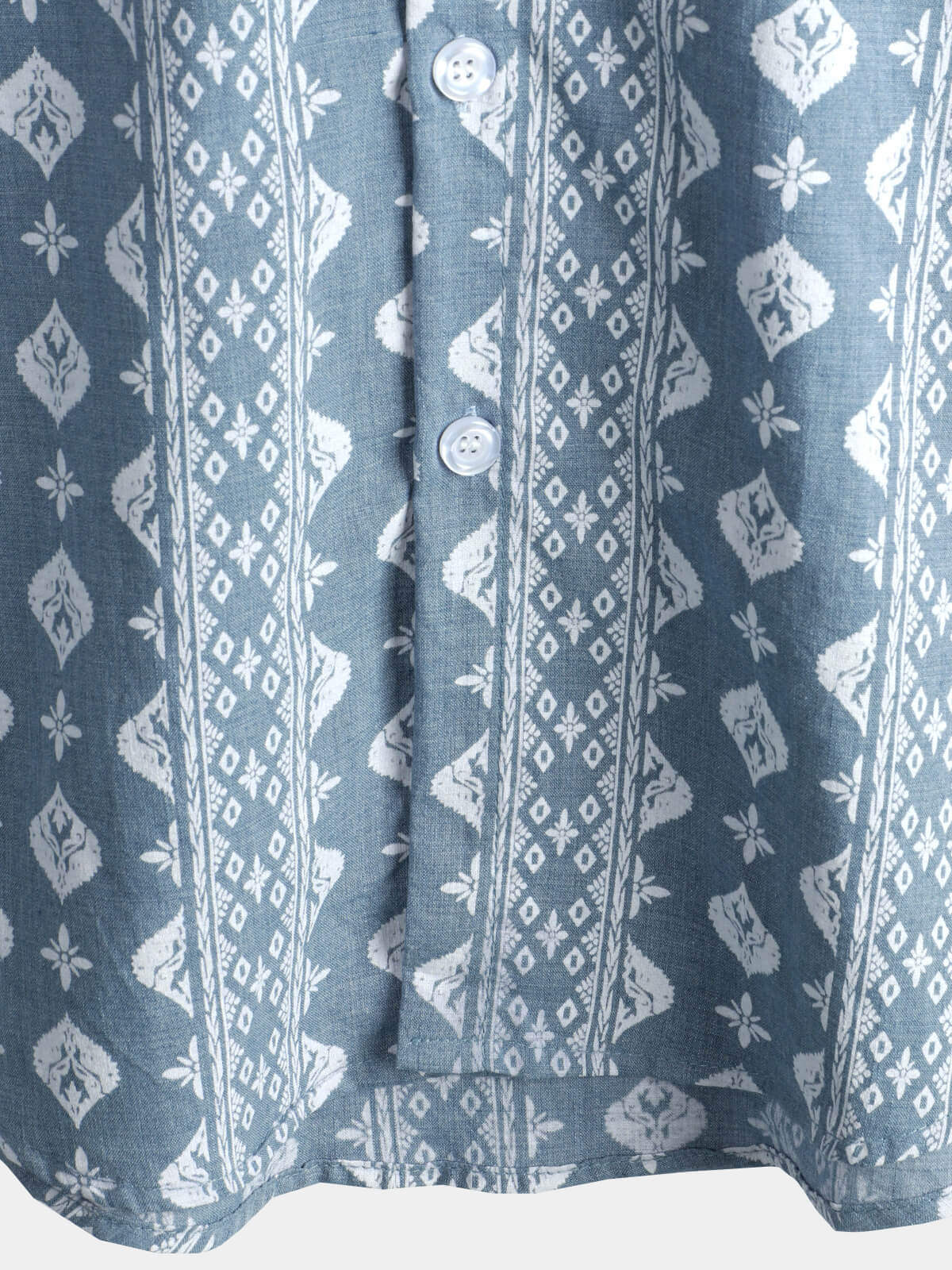 Vintage Summer Retro Blue Button-Up Short Sleeve Shirt