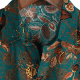 Men's Vintage Style Cotton Shirt for Vacation with Buttons and Short Sleeve