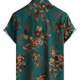 Men's Vintage Style Cotton Shirt for Vacation with Buttons and Short Sleeve