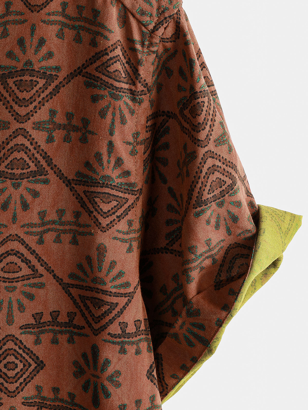 Bohemian Orange Tribal Geometric Print Short Sleeve Shirt