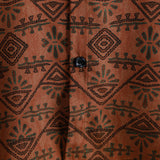 Bohemian Orange Tribal Geometric Print Short Sleeve Shirt