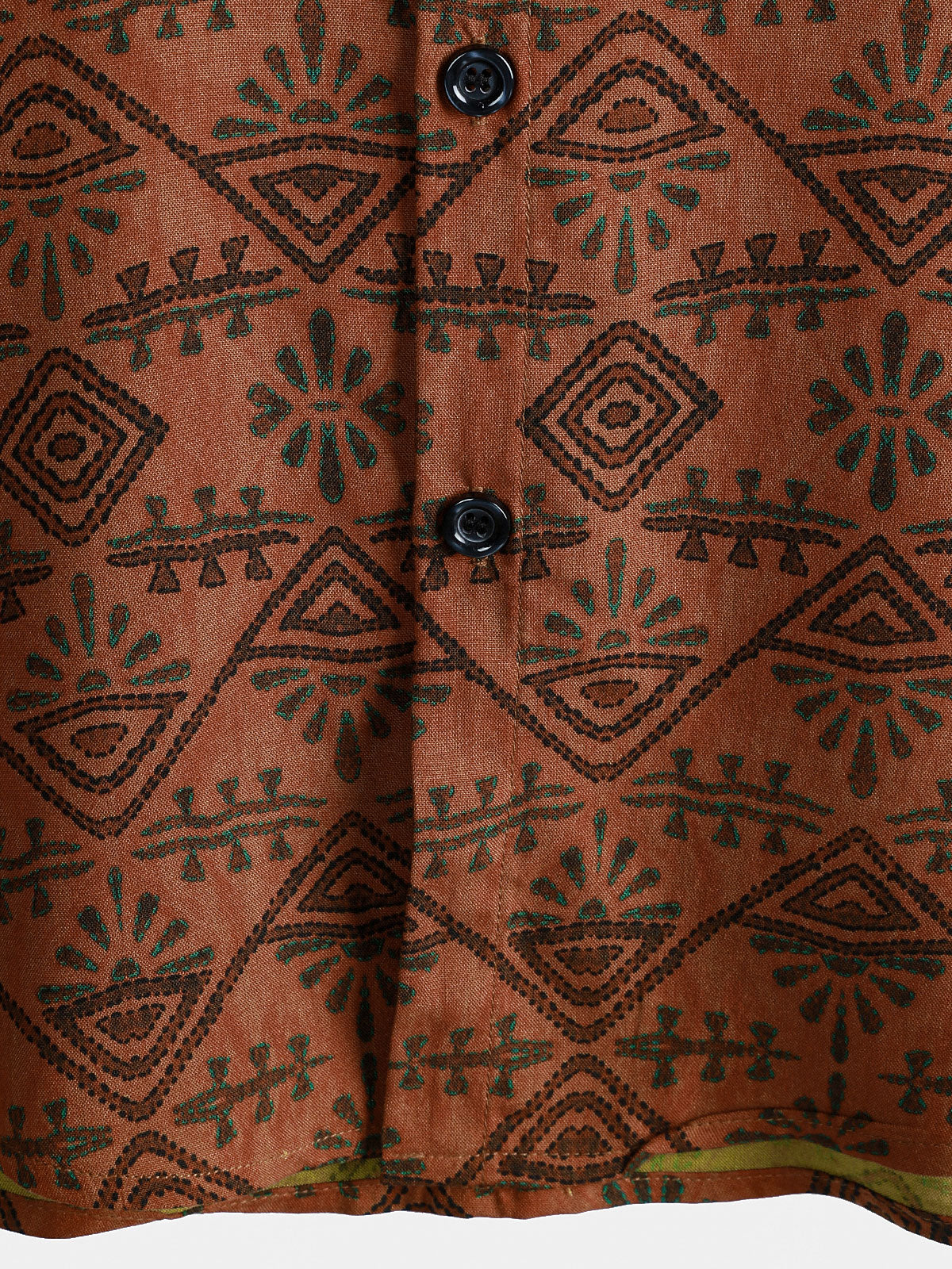 Bohemian Orange Tribal Geometric Print Short Sleeve Shirt