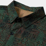 Green Geometric Abstract Vintage Short Sleeve Shirt