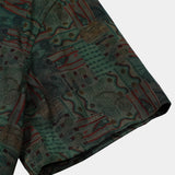 Green Geometric Abstract Vintage Short Sleeve Shirt